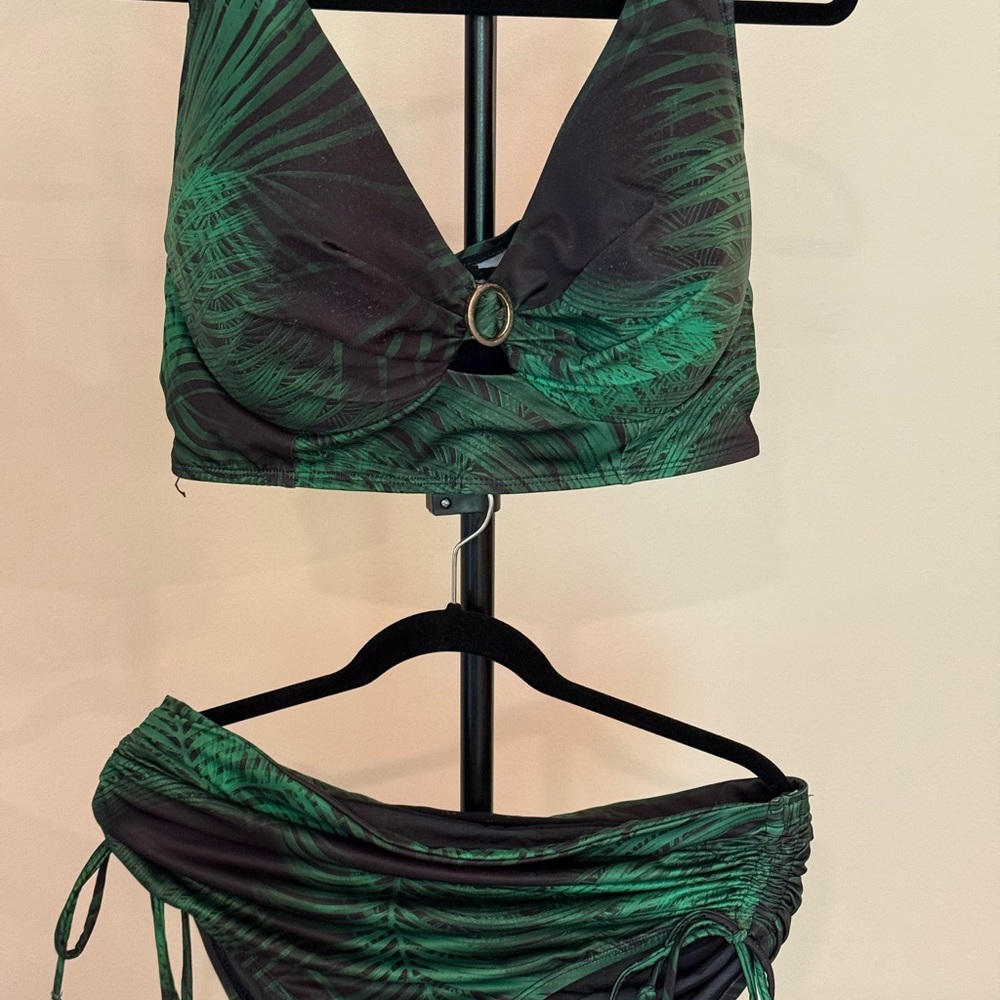 Cacique Green Palm Print Bikini